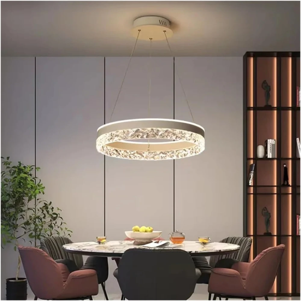 SHRI MAHAL ANTIQUES Modern Led Pendant lamp Home Lighting Crystal Rings Ceiling Mounted Chandelier Lighting Hanging Lamp, Pendant Lamp with Remote Controll