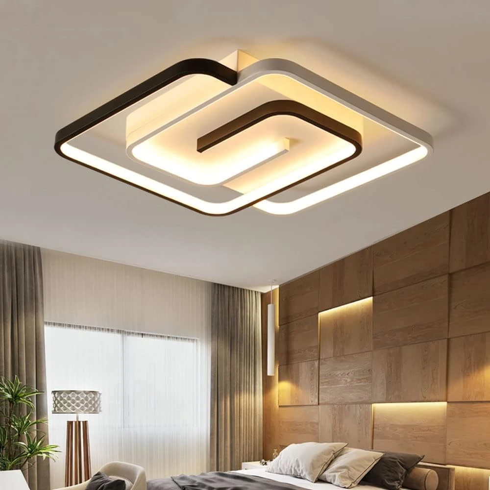 SHRI MAHAL ANTIQUES LED, apparecchi di Illuminazione a LED a 3 Temperature di Colore Lampada da soffitto in Bianco e Nero Adatta per Incasso in Camera da Letto with Remote Controll