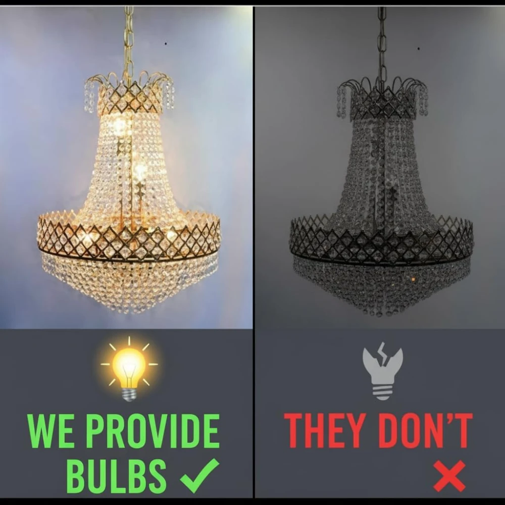 PRMOAGEN Designs Round Shape Golden Color S4 Diamond Cut White Crystal Standard Celling Pendant Lamp with E14 Bulb Inluded Gold Light Chandelier for Bedroom | Including Bulb