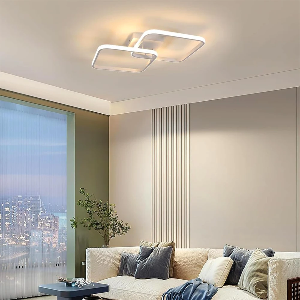 SHRI MAHAL ANTIQUES ® 50W Ceiling Light Modern LED Acrylic Square Ceiling Lamp, Large 3000K Warm White Light Lighting Fixtures for Living Room Bedroom Kitchen Study Office, 59CM