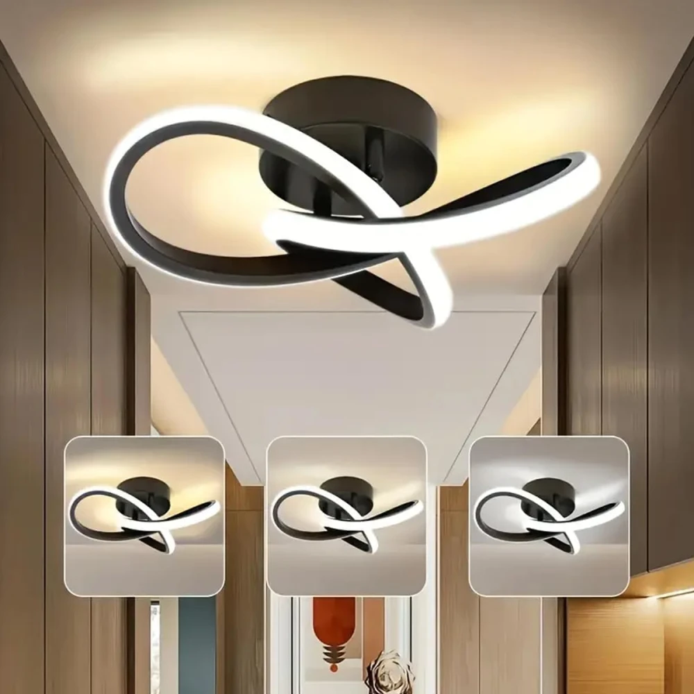 PRMOAGEN Acrylic Modern Dimmable LED Ceiling Light, Modern Flush Mount Fixture with Adjustable Light, Three Color Dimming for Bedroom, Living Room, and Dining Room, Black (Ceiling Light