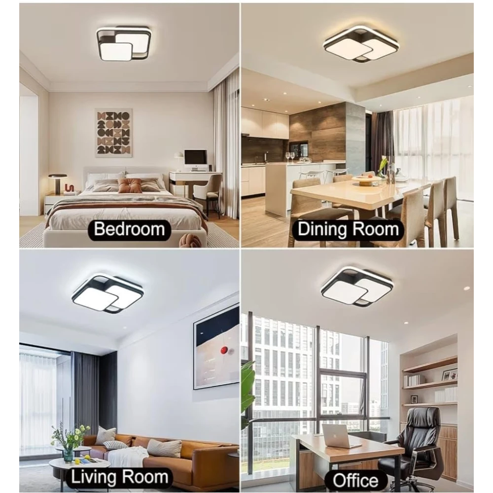 PRMOAGEN 3 in 1 LED Ceiling/Wall Chandelier Light with Remote 3 Step Colour Changing Chandelier Ceiling Lamp (Black, White)