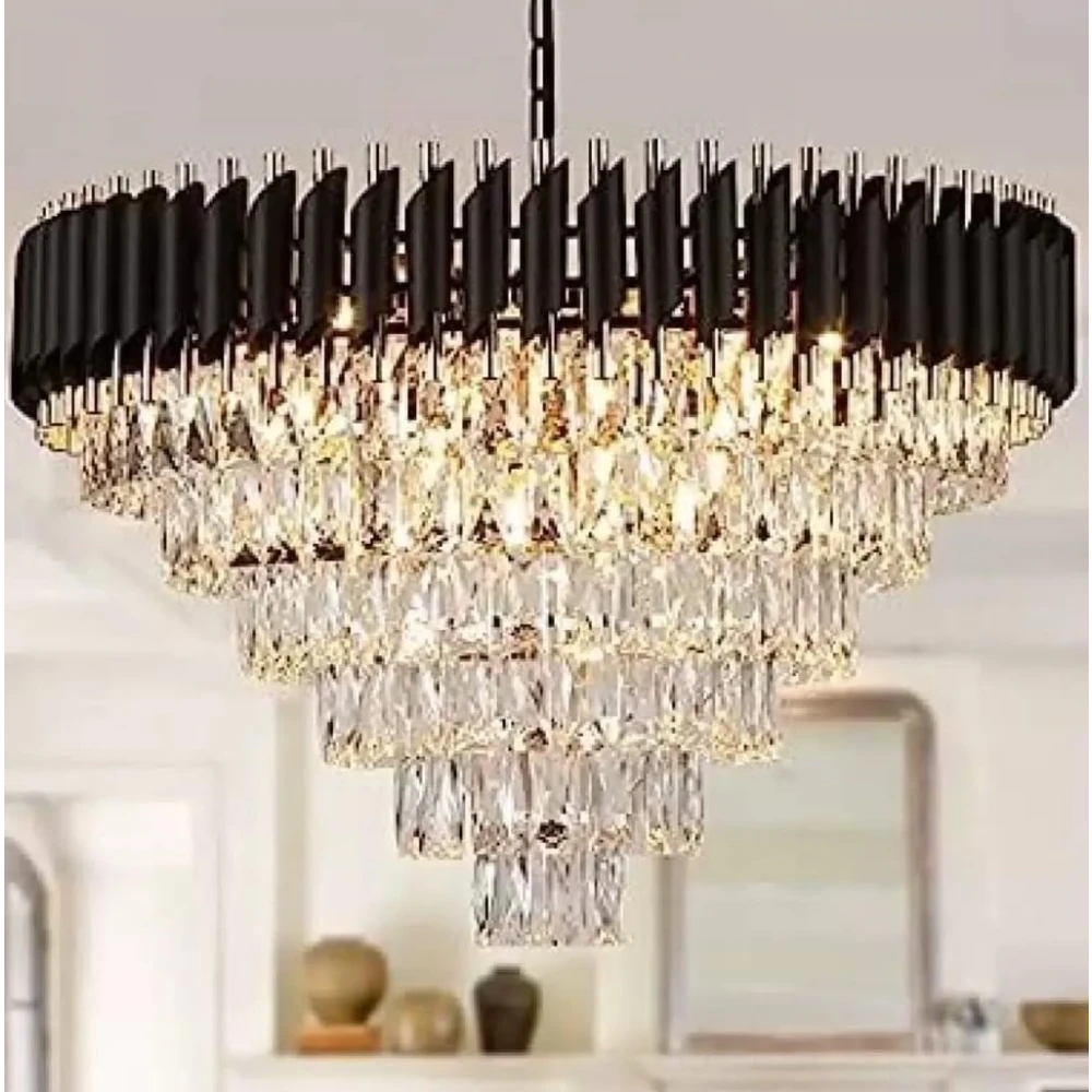 SHRI MAHAL ANTIQUES Black Mamba Round Chandelier (600 MM)
