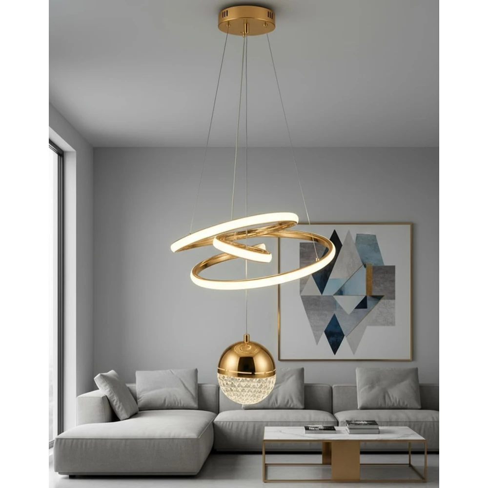 SHRI MAHAL ANTIQUES Fiberglass Vortex Contemporary Chic Profile Pendant Light - LED Hanging Fixture Ideal for Residential and Professional Spaces