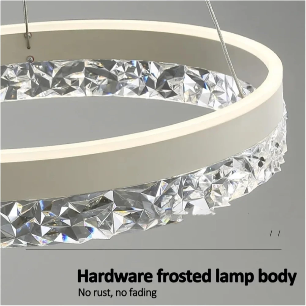 SHRI MAHAL ANTIQUES Modern Led Pendant lamp Home Lighting Crystal Rings Ceiling Mounted Chandelier Lighting Hanging Lamp, Pendant Lamp with Remote Controll