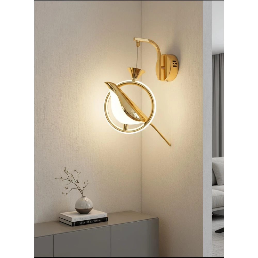 PRMOAGEN Modern Bird-Shaped LED Wall Light, Gold and White Sconce with Artistic Design, Energy-Efficient Decorative Lighting for Bedrooms, Living Rooms, and Hallways Stylish Accent Light Fixture