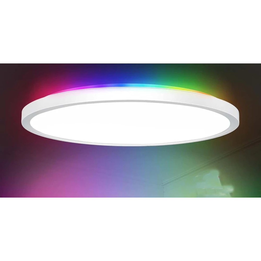 PRMOAGEN LED Ceiling Light with Remote Control, 12Inch 24W Bright 3200lm, Backlight Round Close to Ceiling Lamp Modern Ultra-Thin 3000-6500K for Bedroom Living Room- Pack of 1