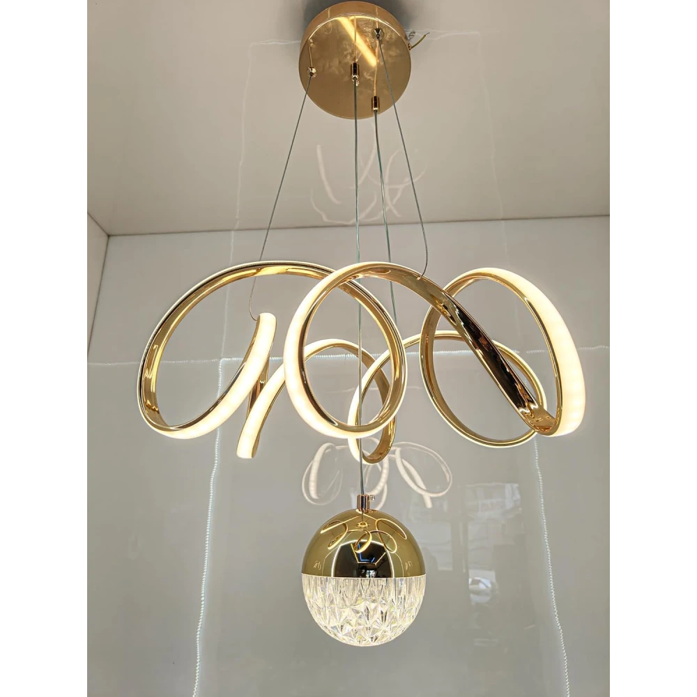 PRMOAGEN Fiberglass Vortex Contemporary Chic Profile Pendant Light - LED Hanging Fixture Ideal for Residential and Professional Spaces