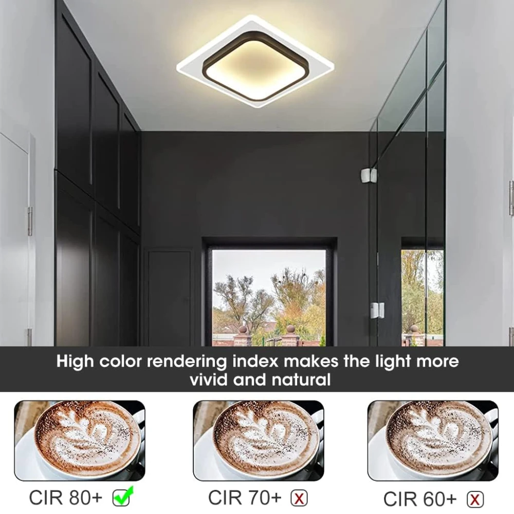 SHRI MAHAL ANTIQUES ® 24x24cm LED Ceiling Light for 3-8m² Room, 24W Light for Ceiling Modern Home, Ceiling Lights 3000K LED Acrylic Square Interior Light for Kitchen Kids Office Room