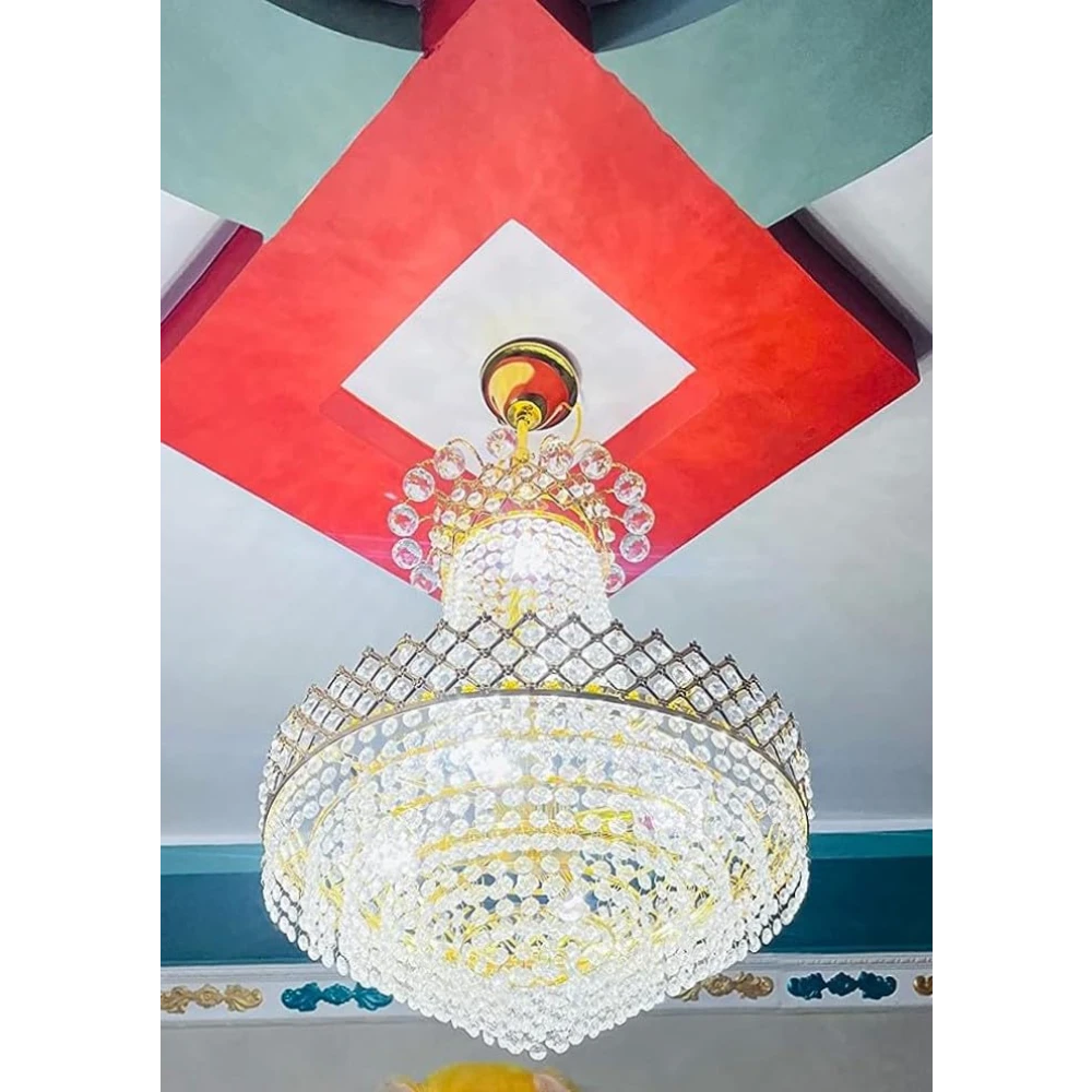 SHRI MAHAL ANTIQUES Crystal Big Size Jhumar Lamp Ceiling Light for Living Room/Hall/Bed Room Restaurant