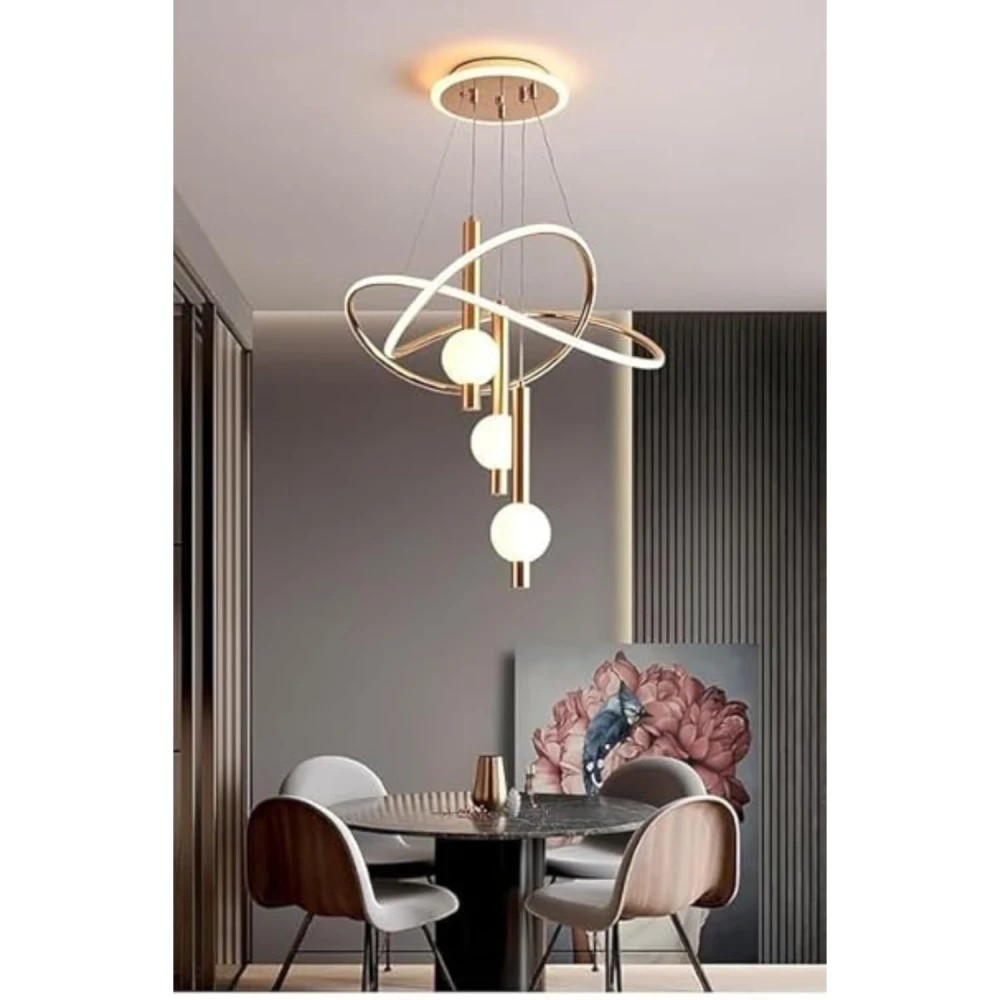 LED Gold 3 Light Curvy Pendant Chandelier Light - Warm White