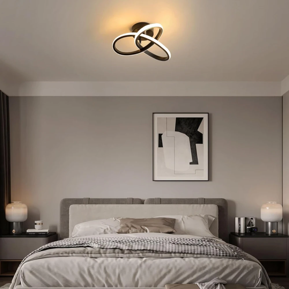 PRMOAGEN Acrylic Modern Dimmable LED Ceiling Light, Modern Flush Mount Fixture with Adjustable Light, Three Color Dimming for Bedroom, Living Room, and Dining Room, Black (Ceiling Light