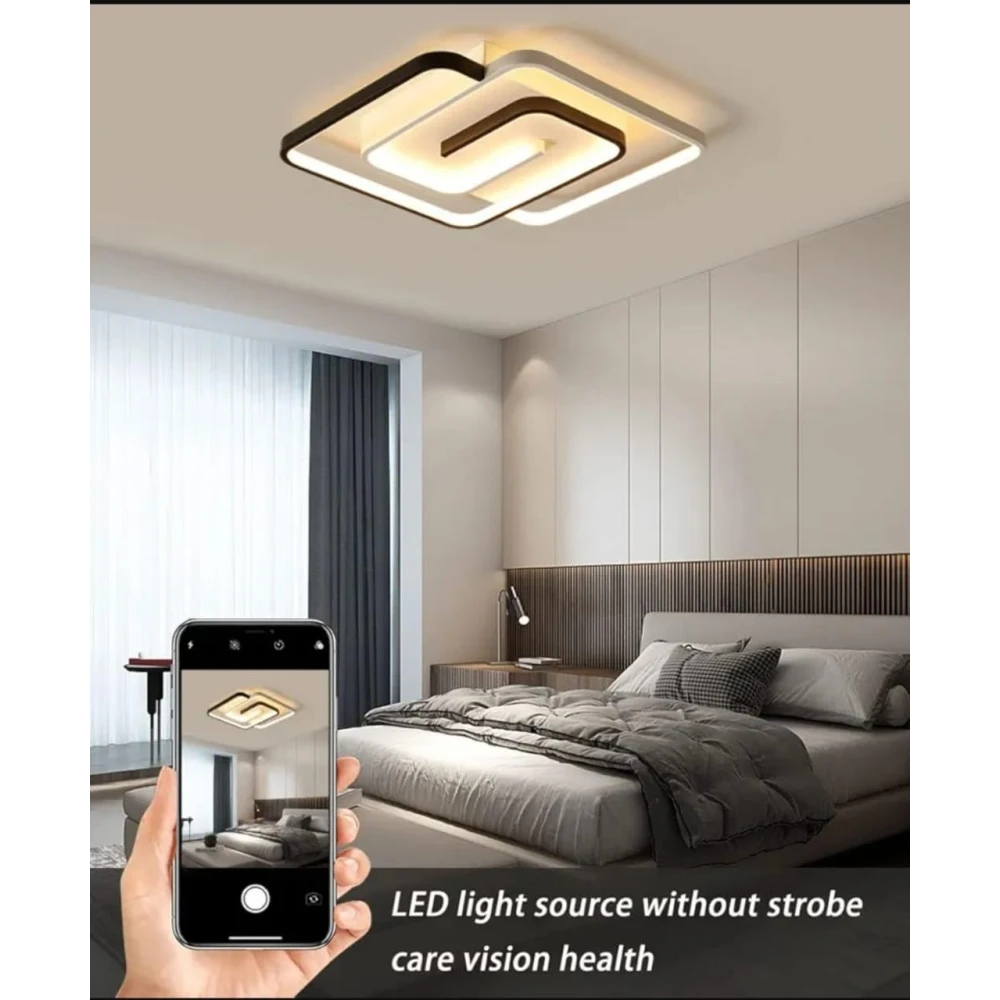 SHRI MAHAL ANTIQUES Modern Led Ceiling Light Fixture Dimmable with Remote Flush Mount Square 40W Ceiling Lamp for Bedroom Kitchen Salon Living Room Dining Room Office