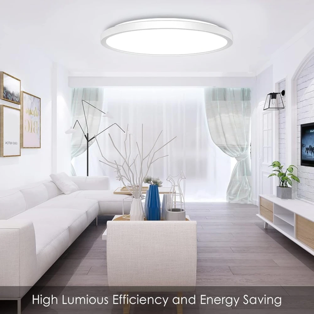 PRMOAGEN LED Ceiling Light with Remote Control, 12Inch 24W Bright 3200lm, Backlight Round Close to Ceiling Lamp Modern Ultra-Thin 3000-6500K for Bedroom Living Room- Pack of 1