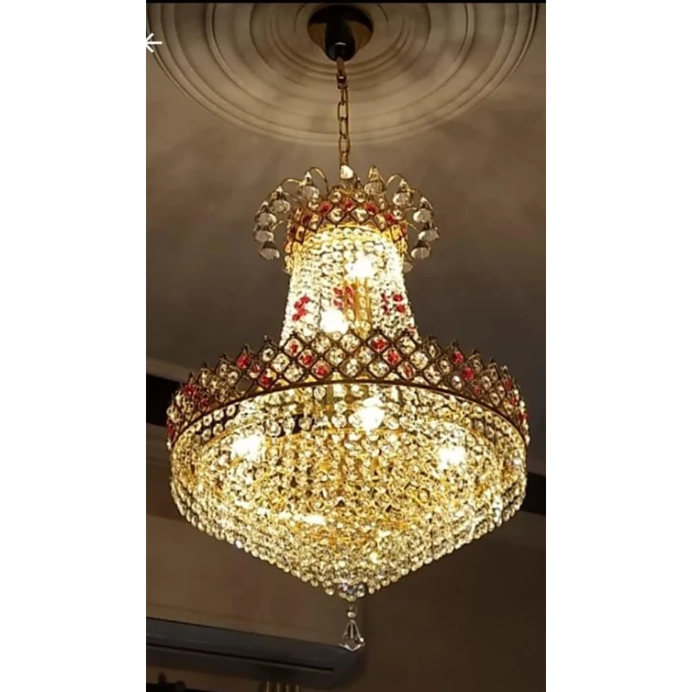 SHRI MAHAL ANTIQUES LED Crystal Big Size Jhumar Ceiling Light for Living Room/Hall/Bed Room etc.