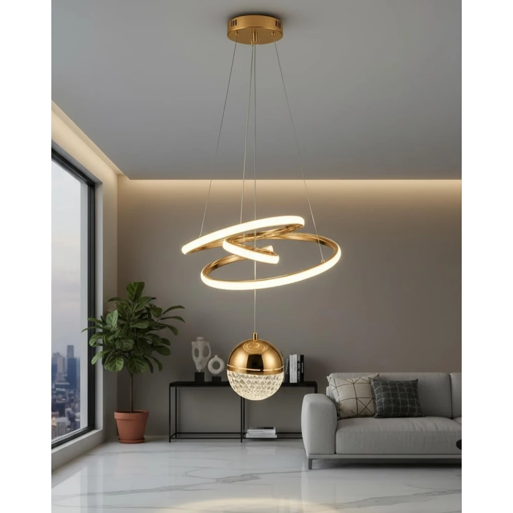 SHRI MAHAL ANTIQUES Fiberglass Vortex Contemporary Chic Profile Pendant Light - LED Hanging Fixture Ideal for Residential and Professional Spaces