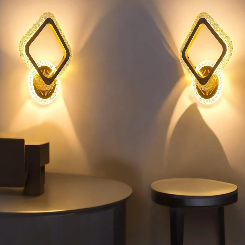 SHRI MAHAL ANTIQUES Modern LED Wall Light for Living Room Bedroom, 3 Color Changeable Wall Lamp (Cool, Warm, Natural White) Designer Decorative Wall,Pack of 2