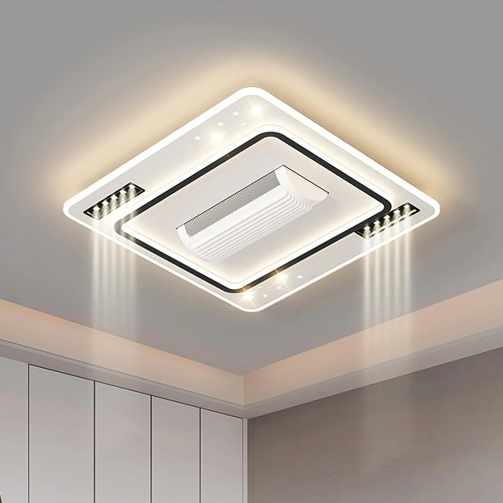 PRMOAGEN Smart Bladeless Ceiling Fan with Integrated LED Lighting | Remote Control | Chandelier for Living Room Bed Room Hall Hotel Restaurant. (Design 03)- Pack of 1
