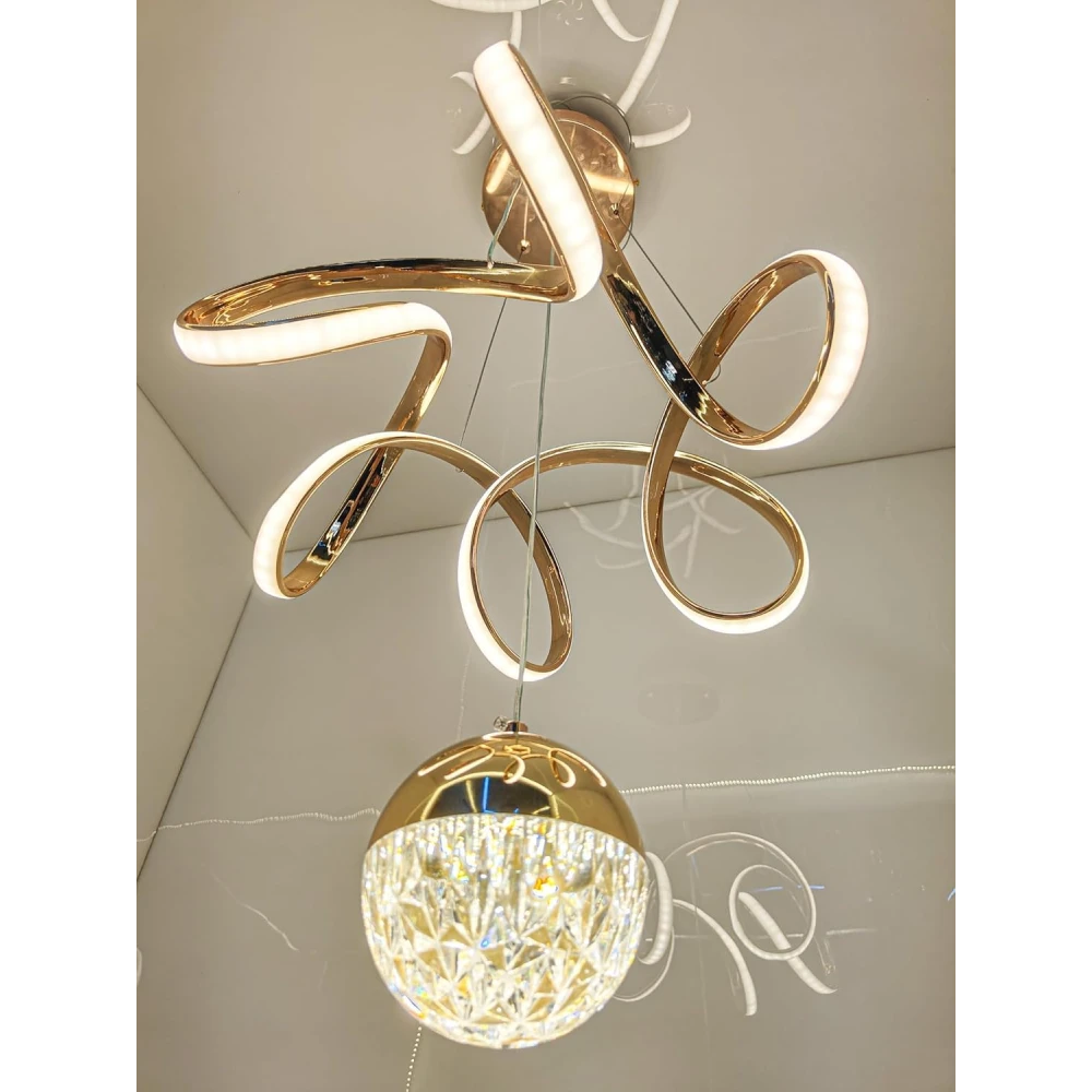 PRMOAGEN Fiberglass Vortex Contemporary Chic Profile Pendant Light - LED Hanging Fixture Ideal for Residential and Professional Spaces