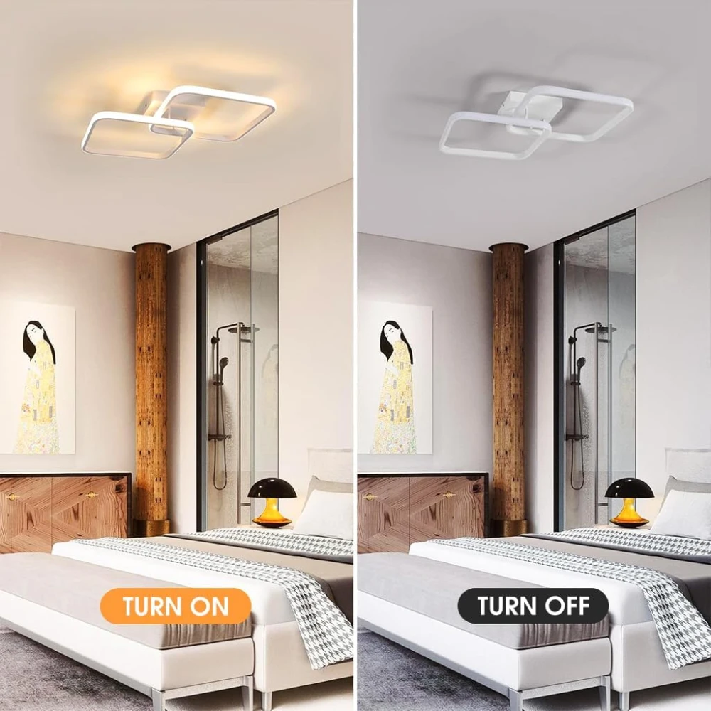 SHRI MAHAL ANTIQUES ® 50W Ceiling Light Modern LED Acrylic Square Ceiling Lamp, Large 3000K Warm White Light Lighting Fixtures for Living Room Bedroom Kitchen Study Office, 59CM