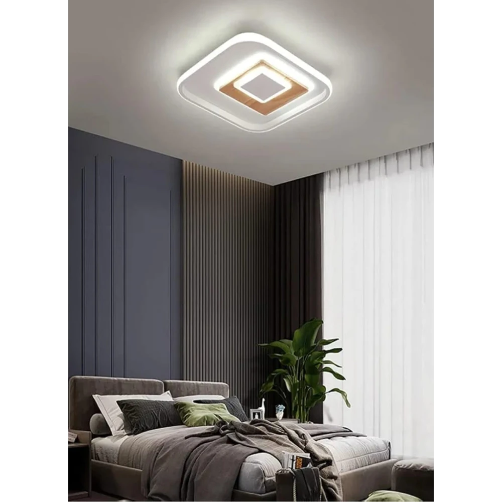 PRMOAGEN Square LED Ceiling Light with Remote Control for Living Room Bed Room Hall Chandelier Ceiling Lamp