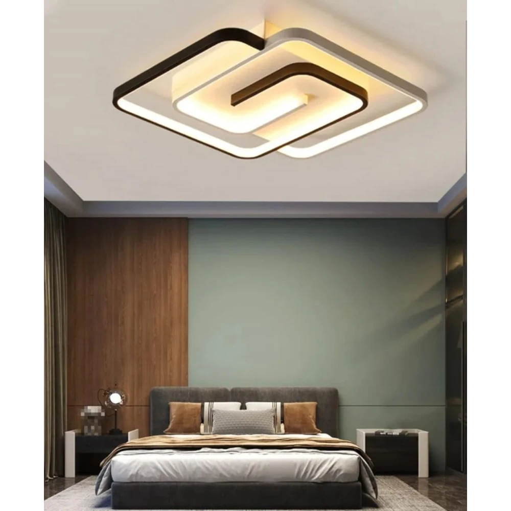 SHRI MAHAL ANTIQUES Modern Led Ceiling Light Fixture Dimmable with Remote Flush Mount Square 40W Ceiling Lamp for Bedroom Kitchen Salon Living Room Dining Room Office