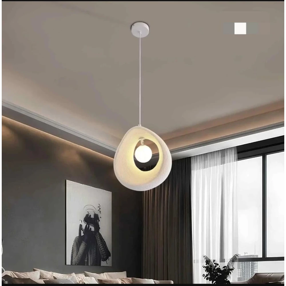 SHRI MAHAL ANTIQUES Traditional Vintage High-Density Polystyrene Curved Egg-Shaped 1-Light Pendant Light for Bedroom & Living Room