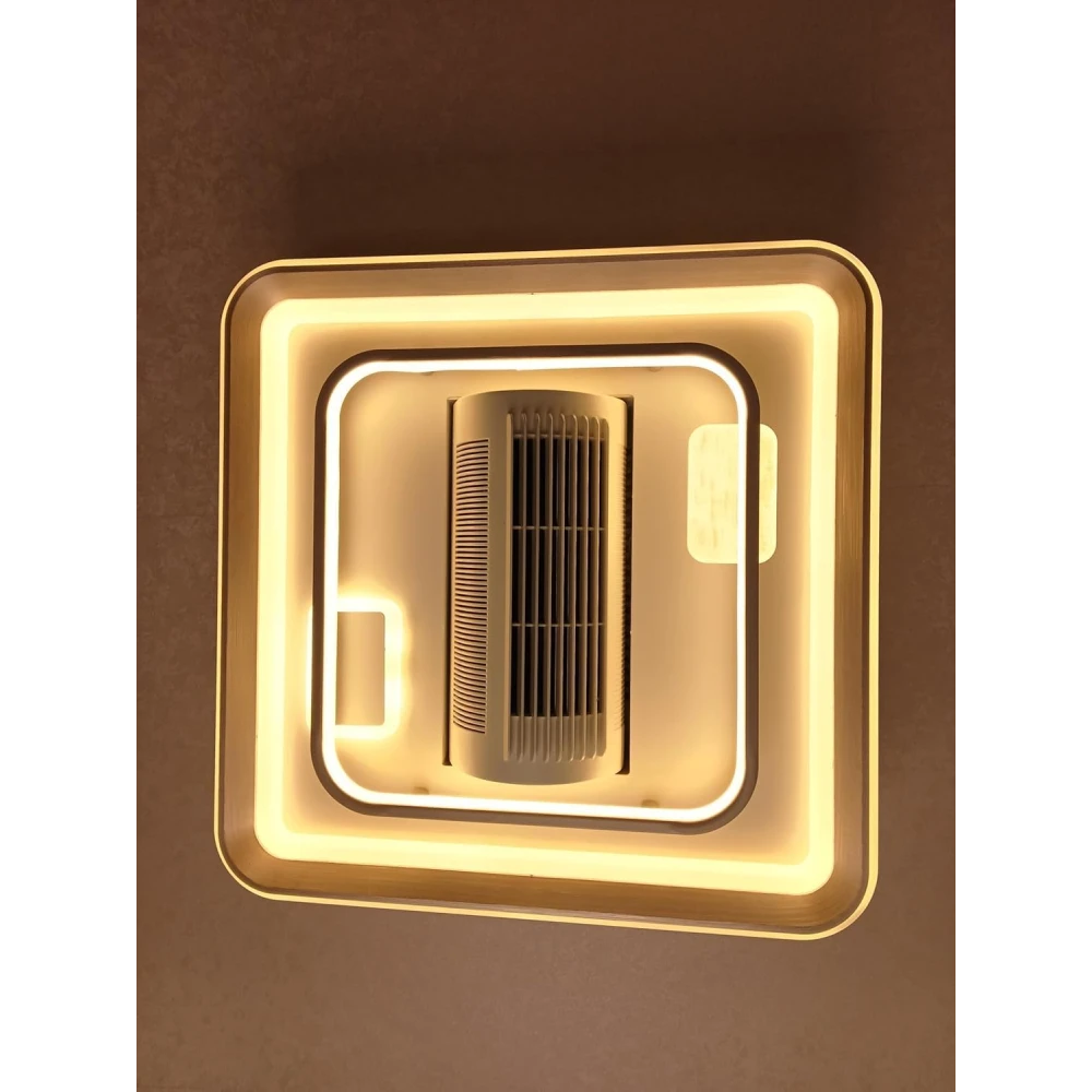 PRMOAGEN Smart Luxury Bladeless Ceiling Fan with LED Light, Remote Control, Flush Mount Modern Chandelier Ceiling Fan for Living Room, Bedroom, Hall, Hotel, Restaurant & Indoor Spaces