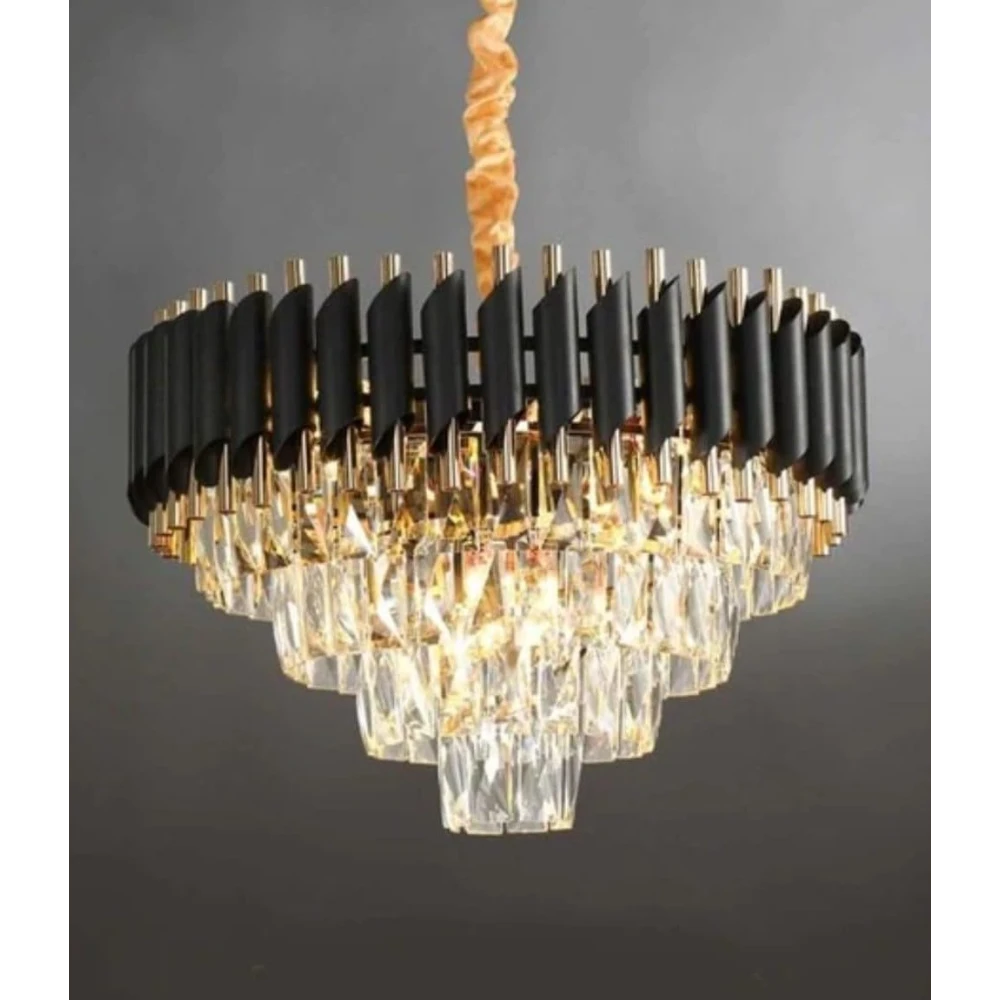 SHRI MAHAL ANTIQUES Black Mamba Round Chandelier (550 MM)
