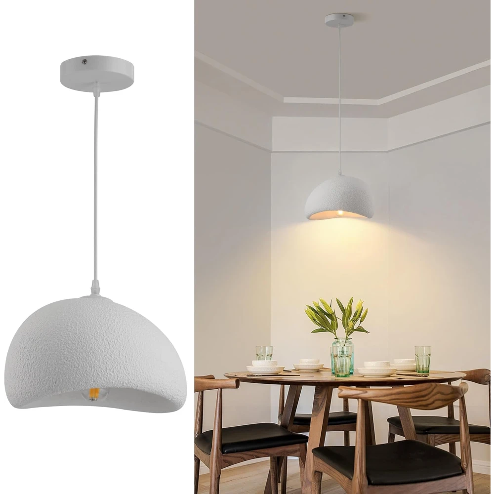 SHRI MAHAL ANTIQUES 11.8in Small Wabi Sabi Pendant Lights Hanging Lamp Lighting Fixture Ceiling Mount White Modern Japanese Lamp Japandi Chandelier for Dining Living Room Hallway Bedroom Restaurant