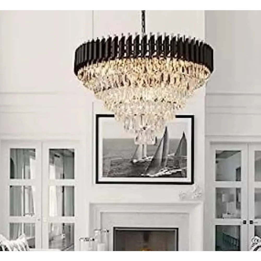 SHRI MAHAL ANTIQUES Black Mamba Round Chandelier (600 MM)