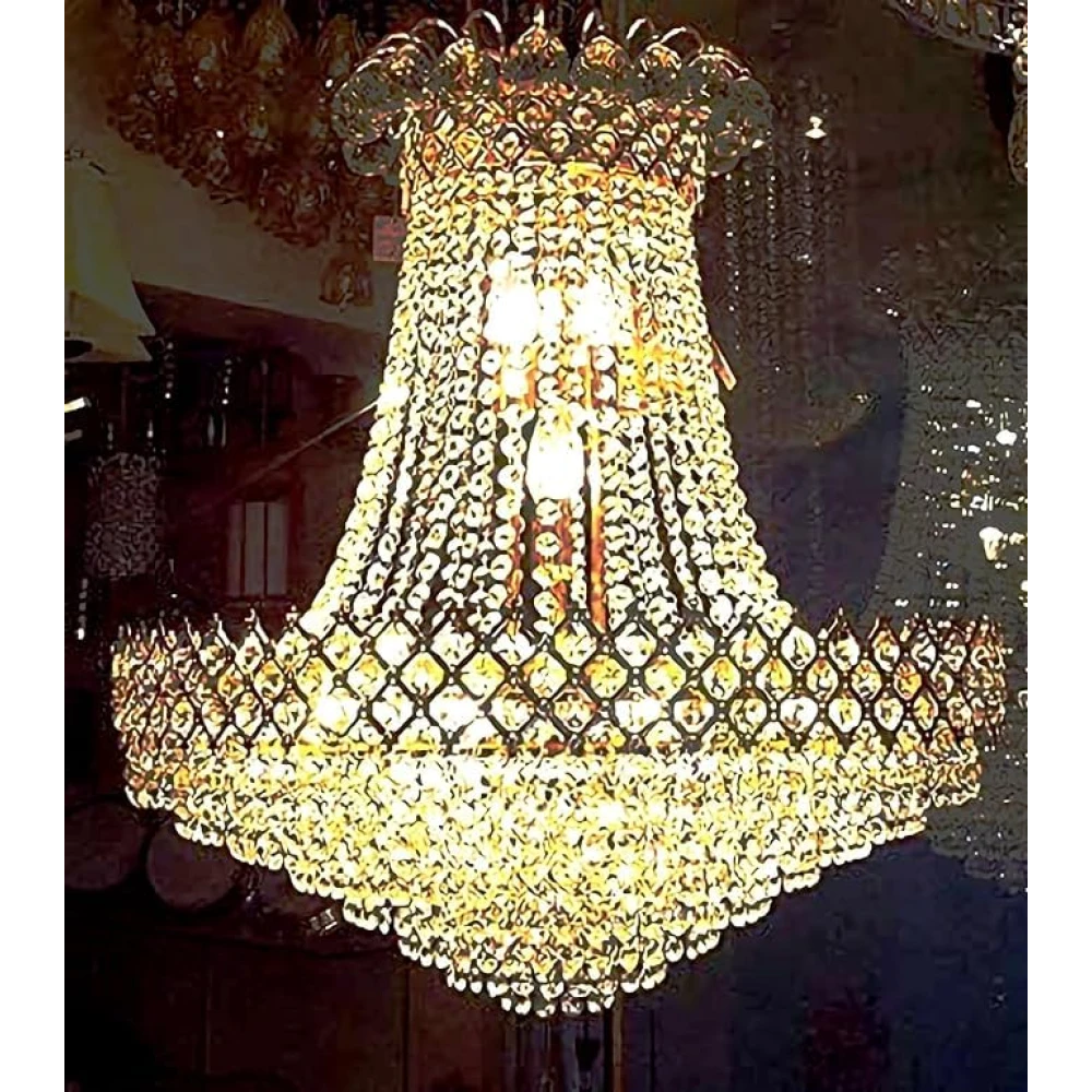 SHRI MAHAL ANTIQUES LED Chandelier Ceiling Light in 480 mm for Home Decoration in Living Room, Jhoomar for Hall (with Bulb)