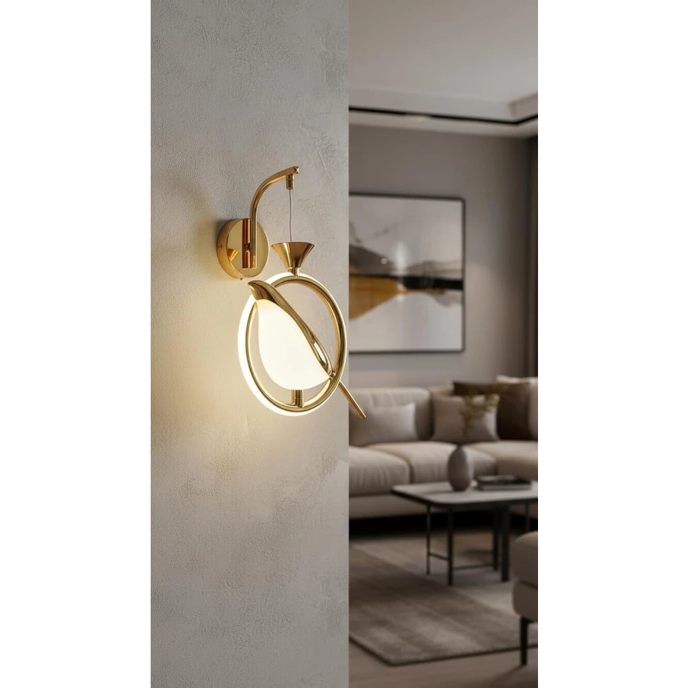 Modern Bird-Shaped LED Wall Light, Gold and White Sconce with Artistic Design, Energy-Efficient Decorative Lighting for Bedrooms, Living Rooms, and Hallways Stylish Accent Light Fixture