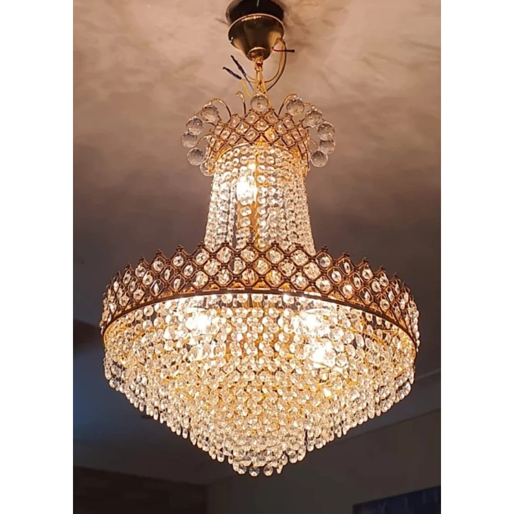 SHRI MAHAL ANTIQUES LED Crystal Big Size Jhhomar Lamp Ceiling Light for Living Room/Hall/Bed Room Hotel Bed Room Restaurant