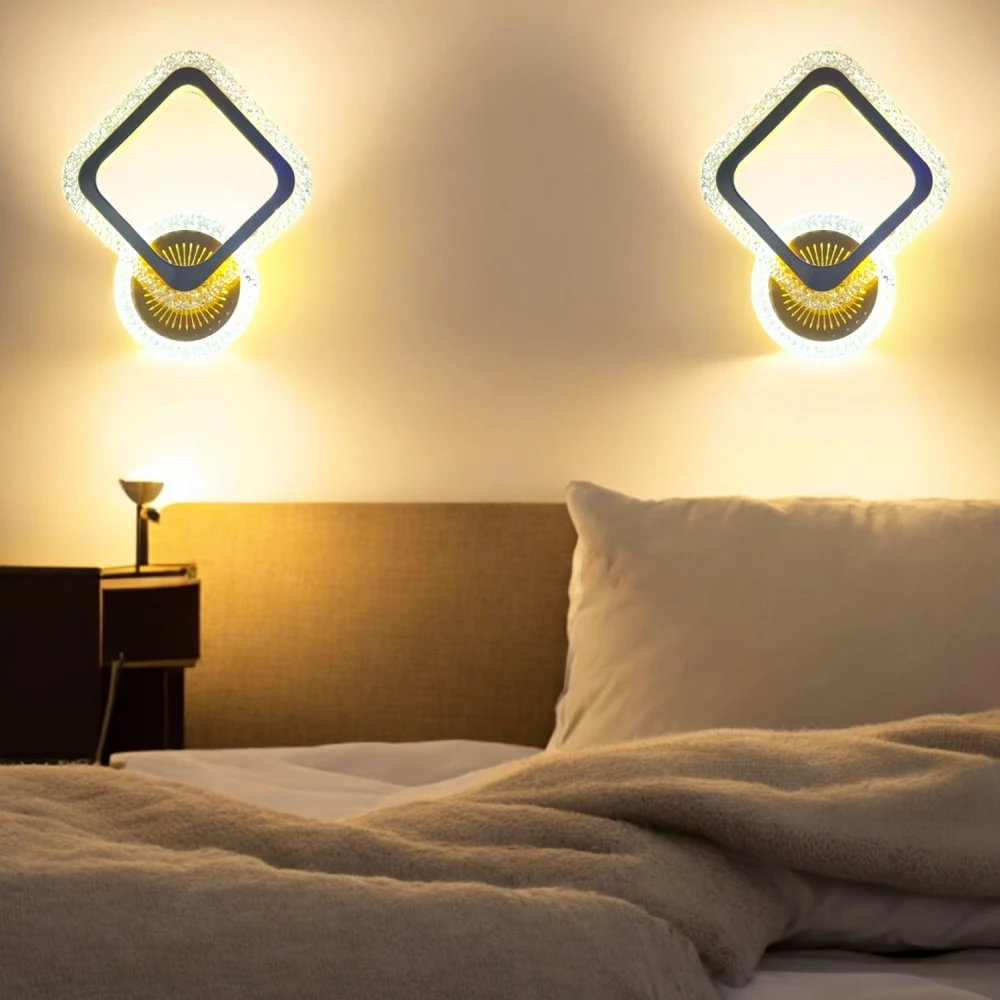SHRI MAHAL ANTIQUES Modern LED Wall Light for Living Room Bedroom, 3 Color Changeable Wall Lamp (Cool, Warm, Natural White) Designer Decorative Wall,Pack of 2