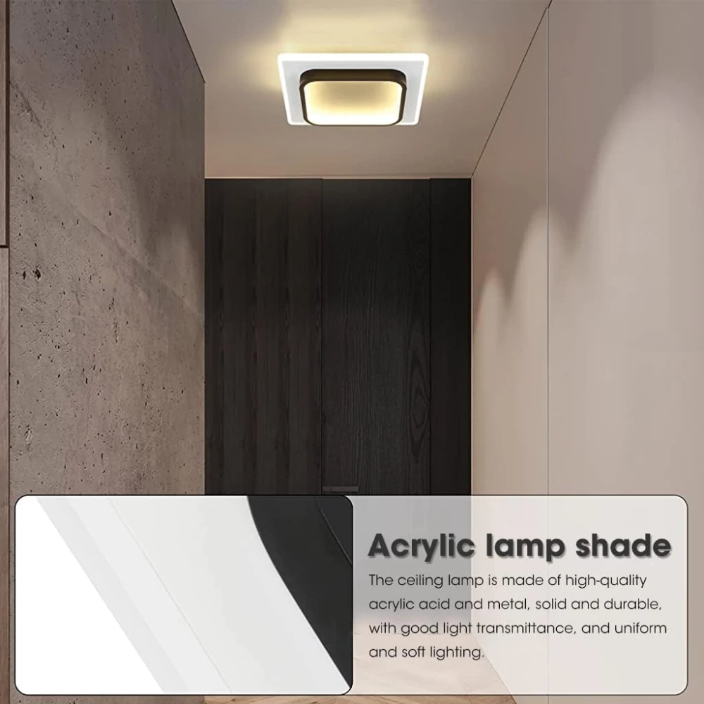SHRI MAHAL ANTIQUES ® 24x24cm LED Ceiling Light for 3-8m² Room, 24W Light for Ceiling Modern Home, Ceiling Lights 3000K LED Acrylic Square Interior Light for Kitchen Kids Office Room