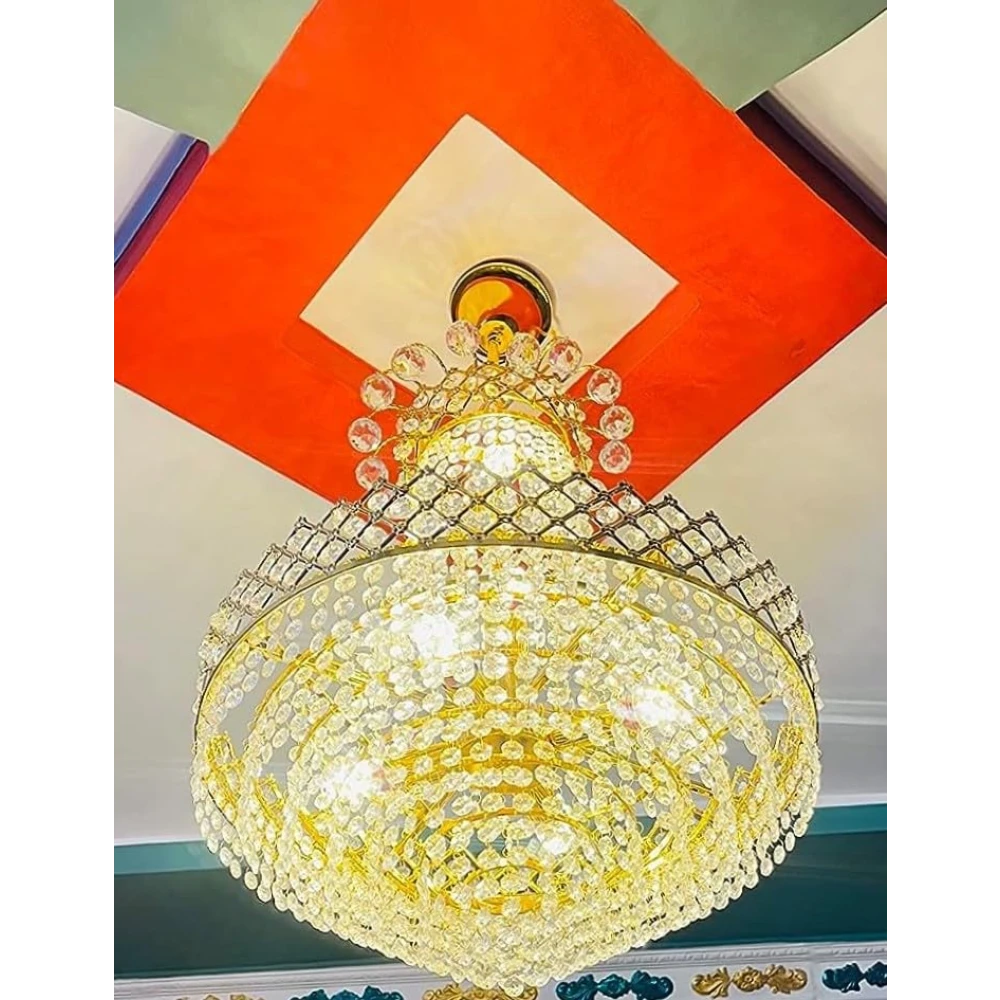 SHRI MAHAL ANTIQUES Crystal Big Size Jhumar Lamp Ceiling Light for Living Room/Hall/Bed Room