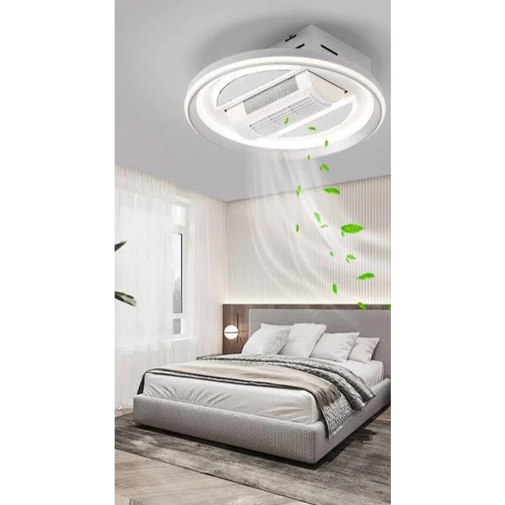SHRI MAHAL ANTIQUES Luxury Bladeless Ceiling Fan with Integrated LED Lighting | Remote Control | Chandelier for Living Room Bed Room Hall Hotel
