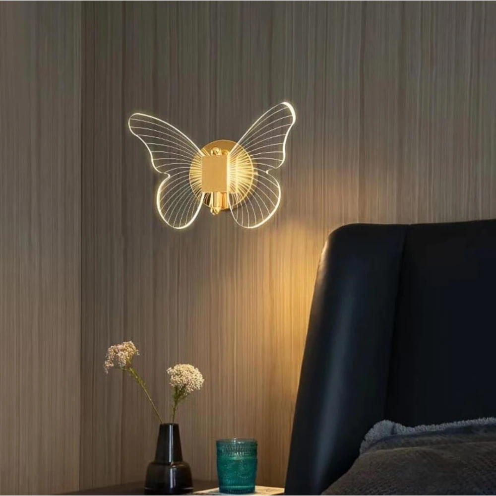 PRMOAGEN Led Butterfly Wall Lamp Wall Sconce Light Fixture Loft Butterfly Wall Lights Warm Light