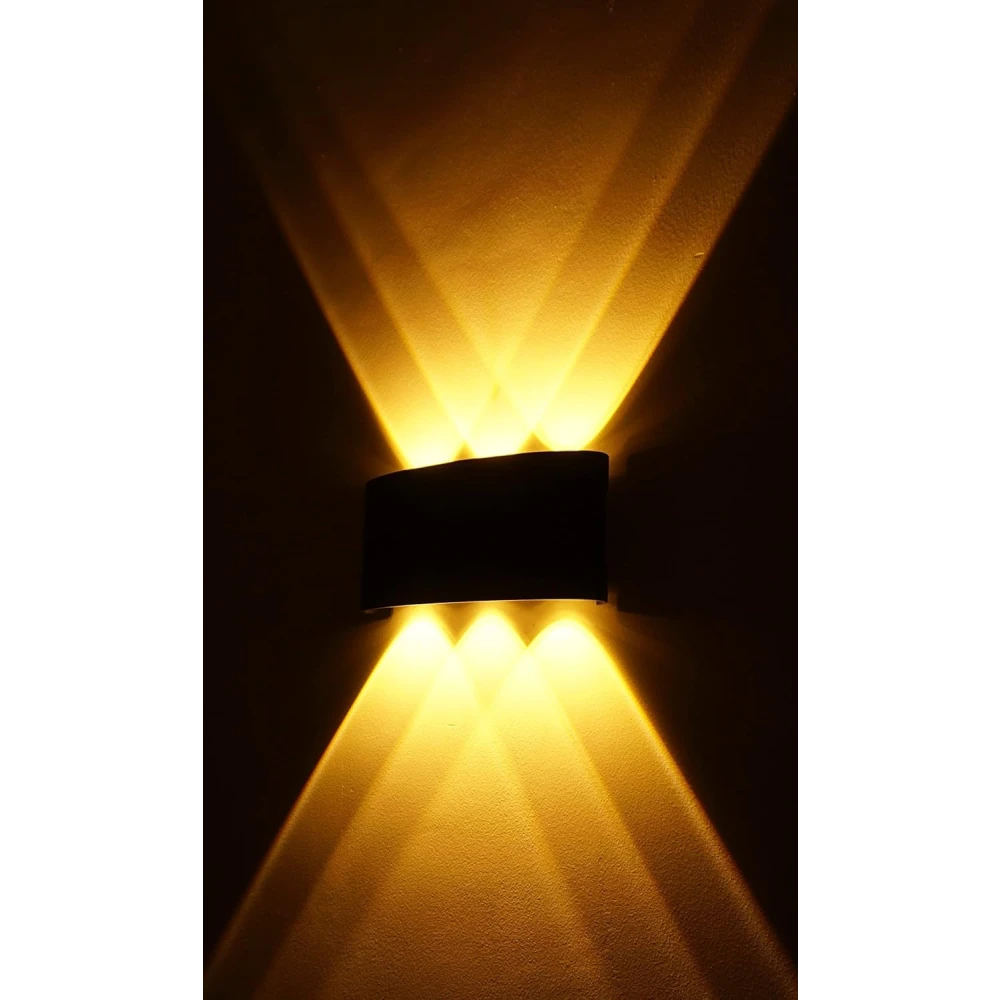 PRMOAGEN LED WALL LAMP UP Down Light Outdoor and Indoor Warm White IP 65 Waterproof 2022 Model(6 Ray)