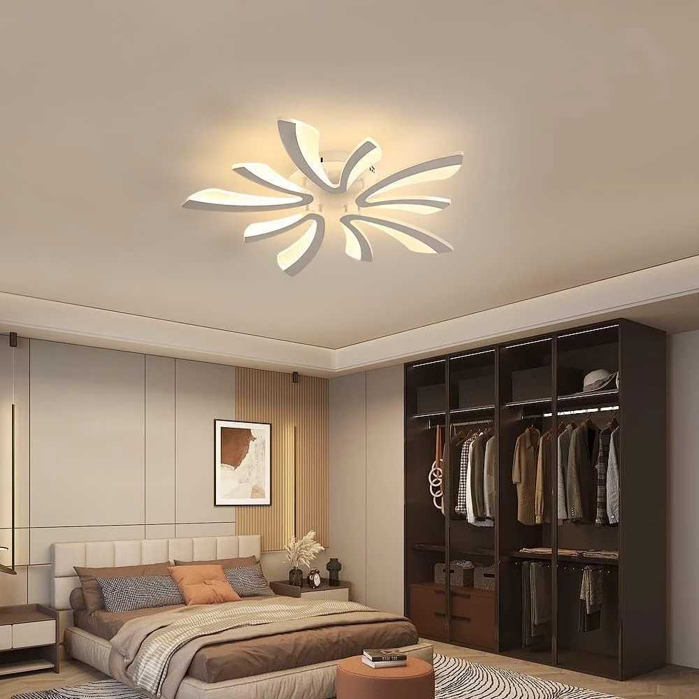 PRMOAGEN LED Ceiling Light 50W 5625LM Warm Light 3000K Acrylic Lamp with Remote for Living Room, Bedroom, with Remote