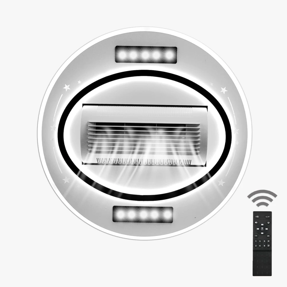 PRMOAGEN Bladeless Ceiling Fan with Integrated LED Lighting | Remote Control | Chandelier for Living Room Bed Room Hall Hotel Restaurant