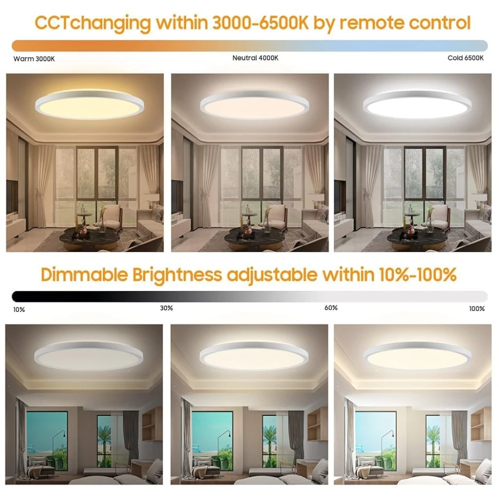 SHRI MAHAL ANTIQUES LED Ceiling Light with Remote Control, 12Inch 24W Bright 3200lm, Backlight Round Close to Ceiling Lamp Modern Ultra-Thin 3000-6500K for Bedroom Living Room- Pack of 1
