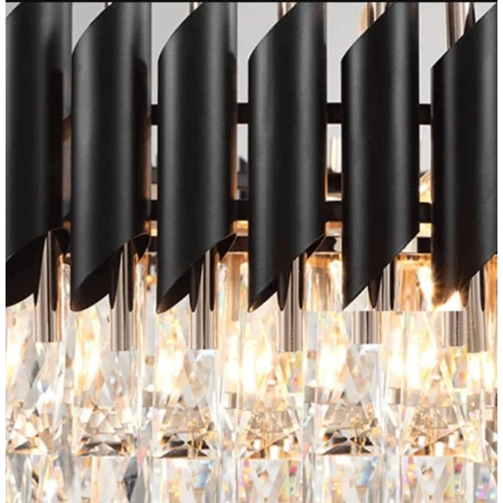 SHRI MAHAL ANTIQUES Glass Black Mamba Round Chandelier (500 Mm)