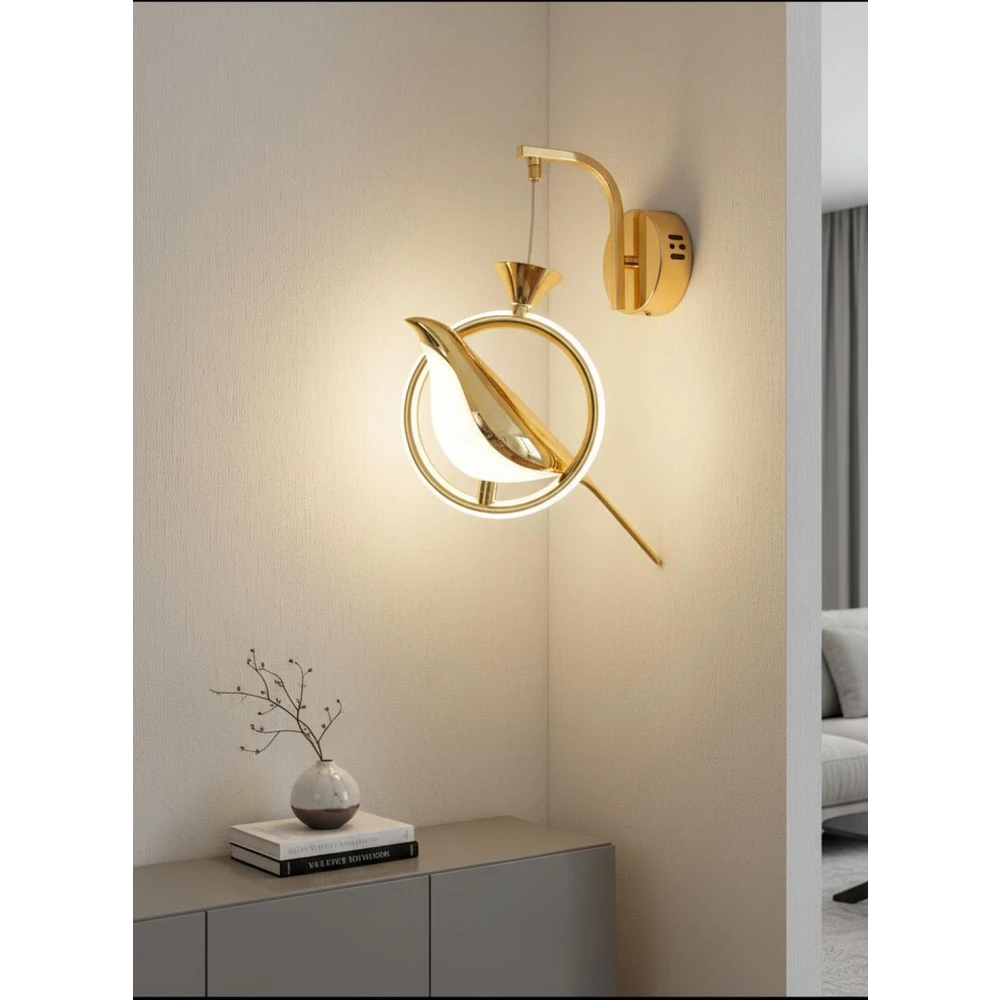 Modern Bird-Shaped LED Wall Light, Gold and White Sconce with Artistic Design, Energy-Efficient Decorative Lighting for Bedrooms, Living Rooms, and Hallways Stylish Accent Light Fixture