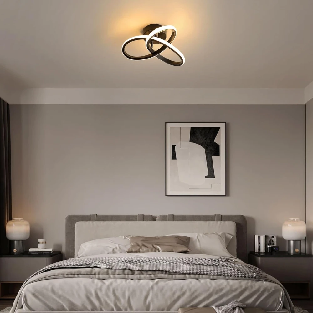 SHRI MAHAL ANTIQUES Acrylic Modern Dimmable LED Ceiling Light, Modern Flush Mount Fixture with Adjustable Light, Three Color Dimming for Bedroom, Living Room, and Dining Room, Black (Ceiling Light