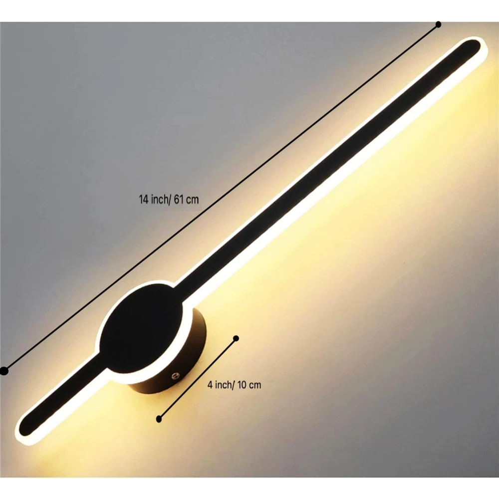 LED Sword Light Behind Black Golden Luxurious Acrylic Wall Lighting | Soft & Bright LED Warm White Fixtures for Bedroom, Living Room, Drawing Room, Kids Room & Bathroom 24Watt 18 Inch - 2 Pack