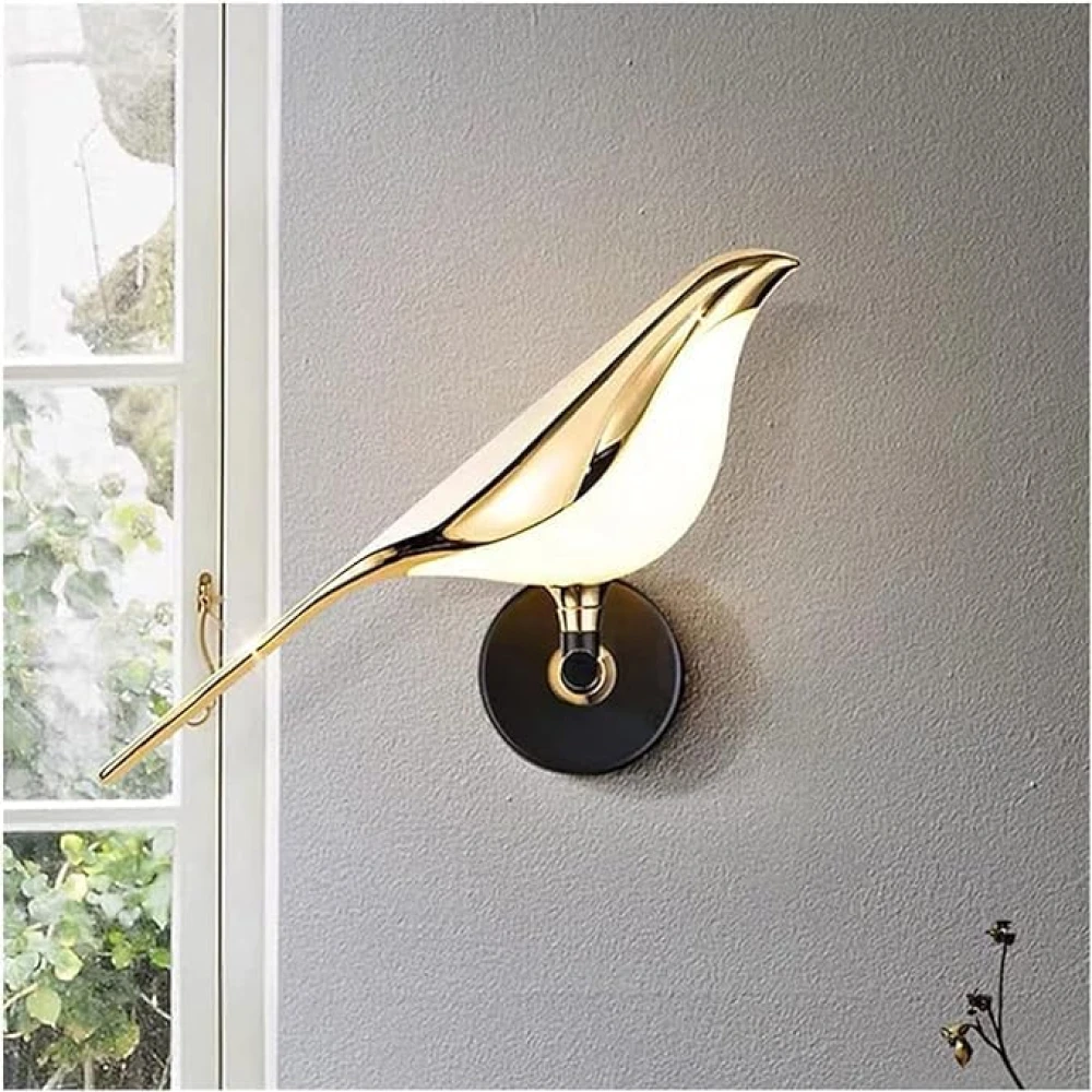 SHRI MAHAL ANTIQUES LED Bird Modern Gold Black Metal WALL Light for Drawing Room - Warm White