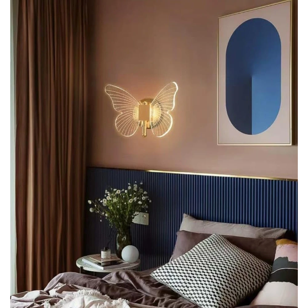 PRMOAGEN Led Butterfly Wall Lamp Wall Sconce Light Fixture Loft Butterfly Wall Lights Warm Light