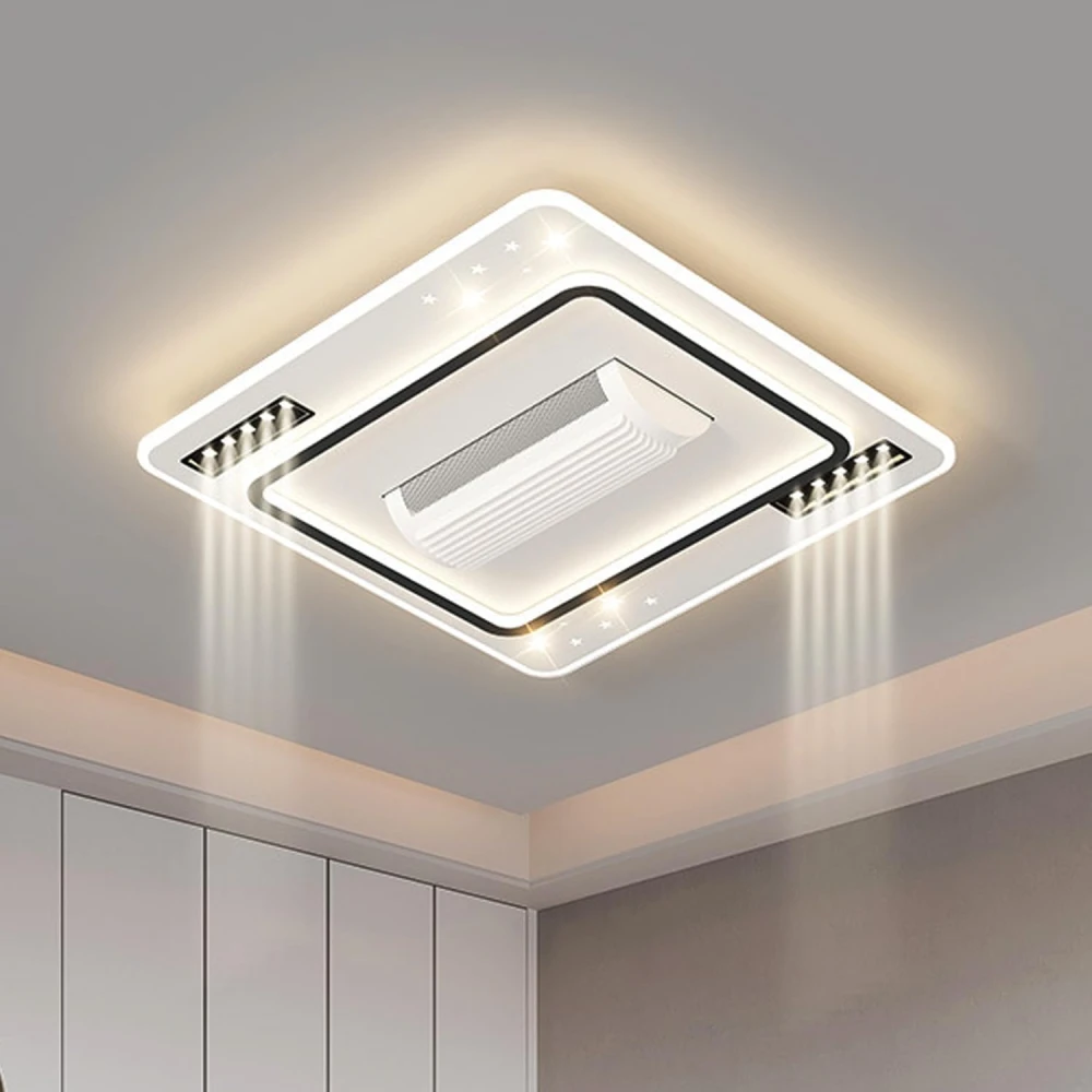 SHRI MAHAL ANTIQUES Smart Bladeless Ceiling Fan with Integrated LED Lighting, Remote Control, Modern Luxury Chandelier Fan for Living Room, Bedroom, Hall, Hotel, Restaurant & Indoor Spaces (Design 03)